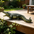 Gdfstudio 23 Resin Simulated Crocodile Statue Indoor Outdoor Garden Pond Backyard Art Decor