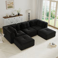 Gdfstudio 3 Seater 116.9 U Shaped Corduroy Modular Sofa With 2 Movable Ottomans Soft Upholstery