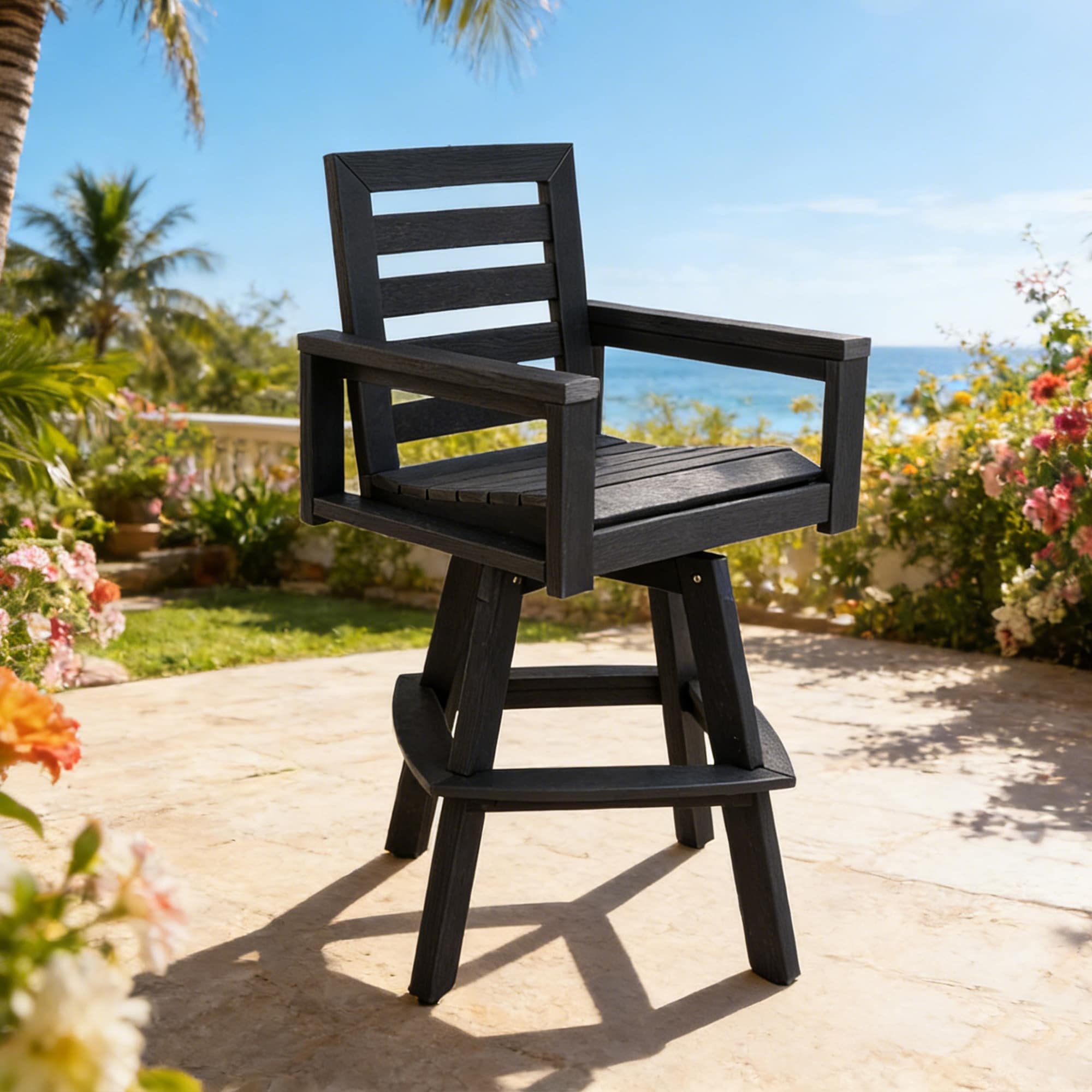 Gdfstudio 360 Rotation Outdoor Hdpe Swivel Bar Stool