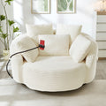 Gdfstudio 360 Swivel 55.9 Corduroy Upholstered Barrel Accent Chair