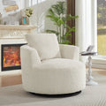 Gdfstudio 360 Swivel Faux Fur Accent Chair With Wooden Base
