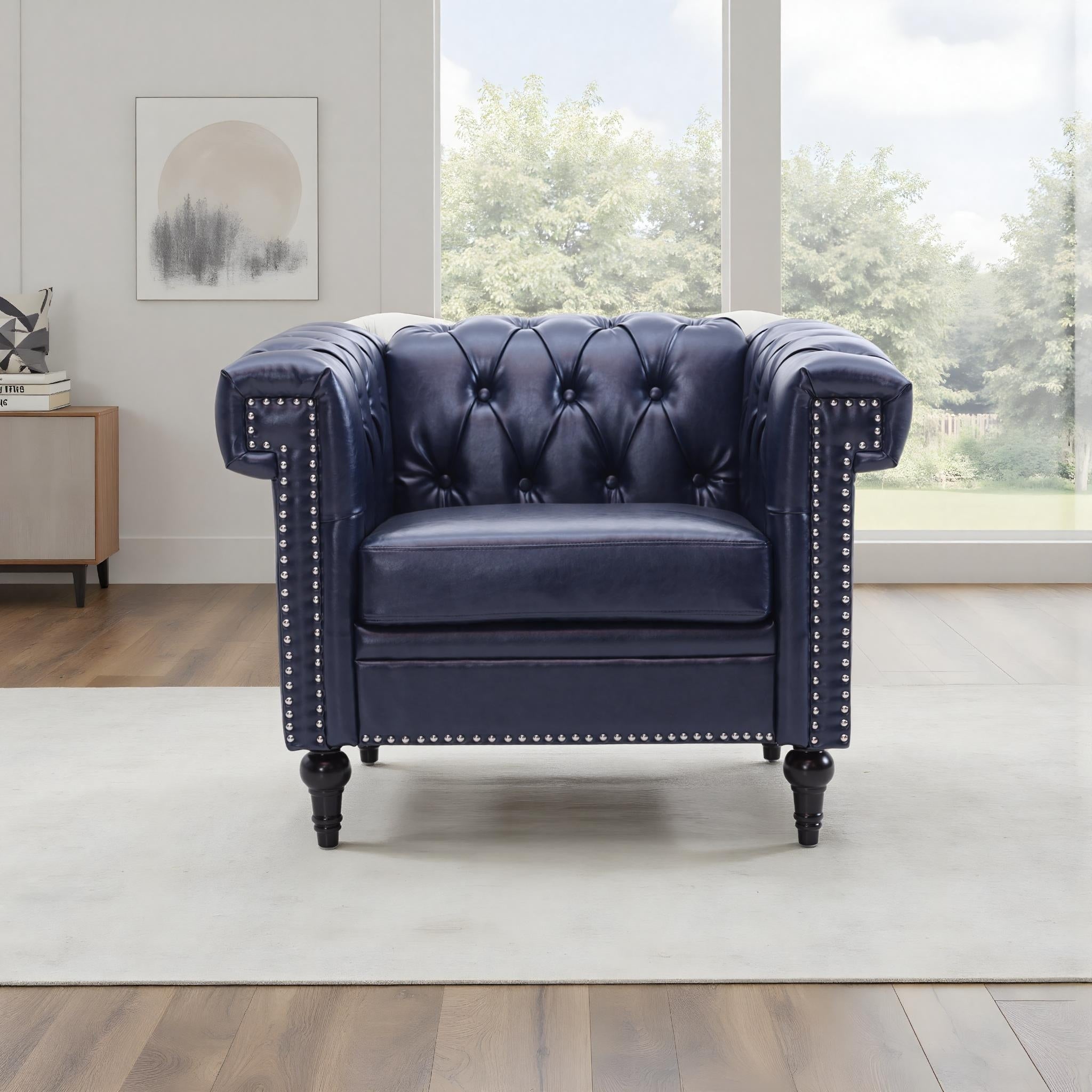 Gdfstudio 38.98 1 Seater Pu Leather Living Room Sofa With Birch Legs