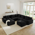 Gdfstudio 5 Seater 116.1 Corner Corduroy Modular Sectional Sofa With 2 Movable Ottomans Ergonomic Deep Seat