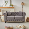 Gdfstudio 63.5 2 Seat Pine Wood Velvet Chesterfield Loveseat Sofa With Tufted Button Nail Arm Design