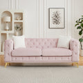 Gdfstudio 82.5 3 Seat Chesterfield Velvet Sofa With Tufted Detailing Metal Legs