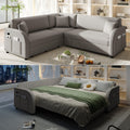 Gdfstudio 85.1 Teddy Upholstered L Shaped Sleeper Sofa With Usb Side Pocket