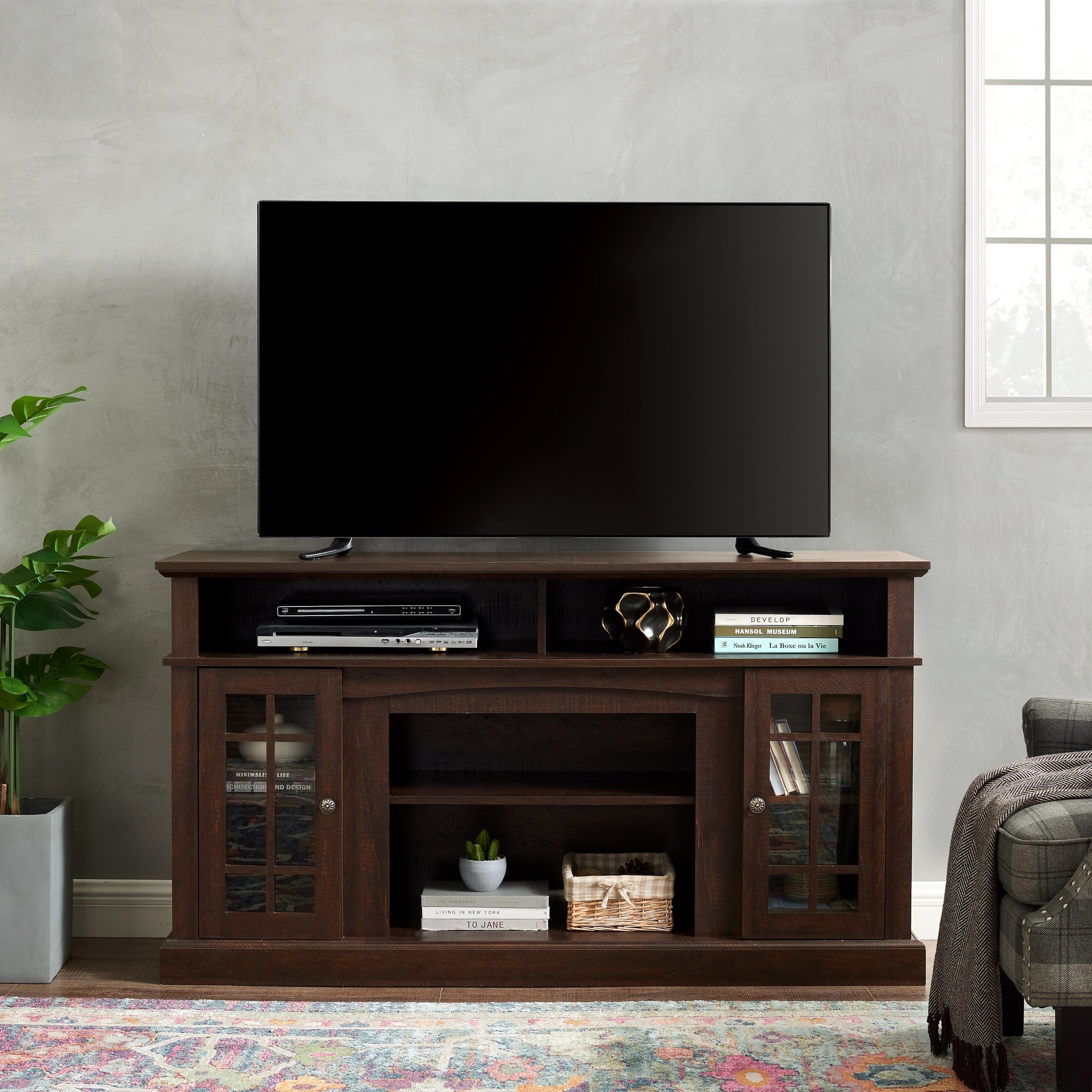 Gdfstudio Aldric 58 Wood Tv Stand With Cable Management And Storage