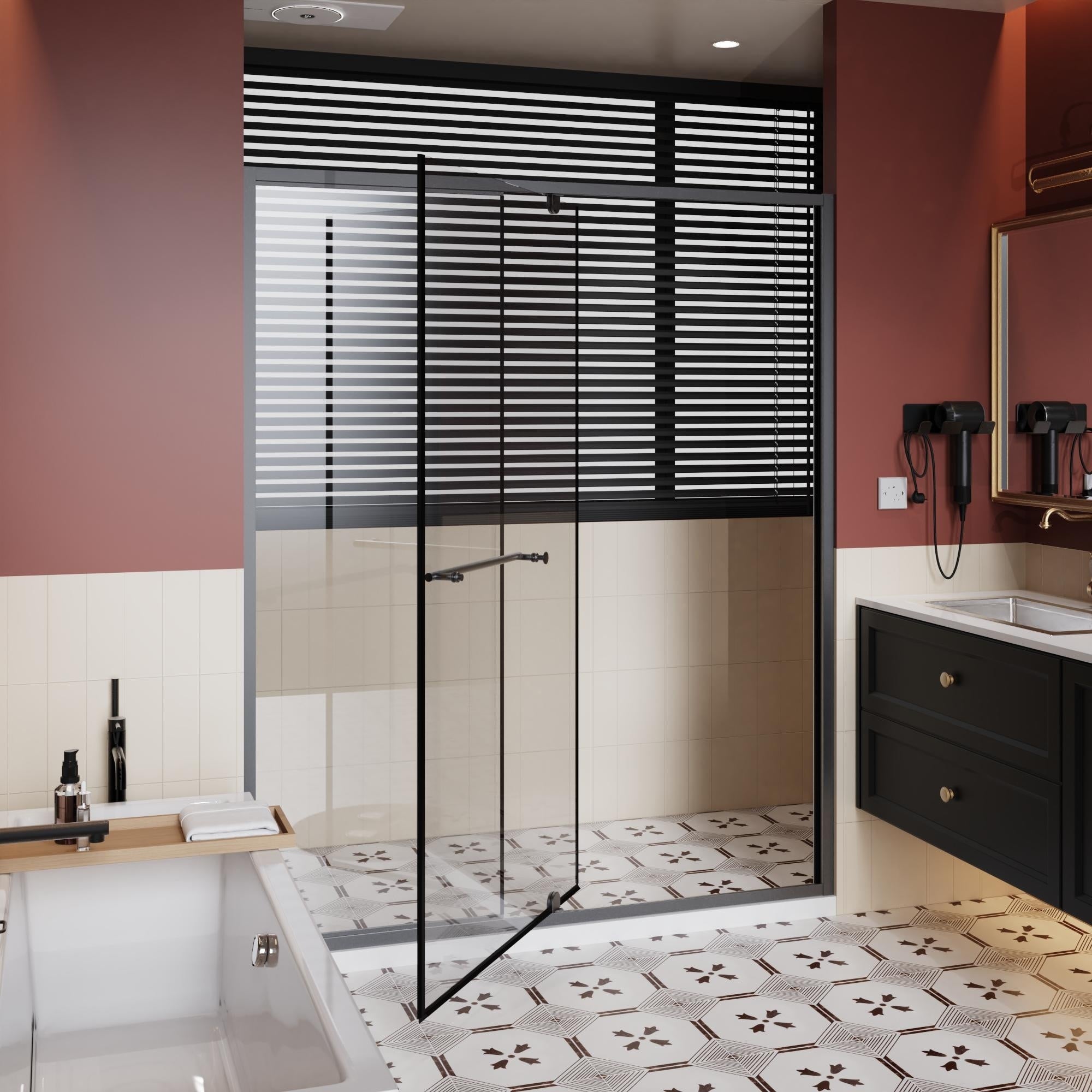 Gdfstudio Alexander Spacious Pivot Glass Shower Door With Adjustable Fit And Quiet Magnetic Closure