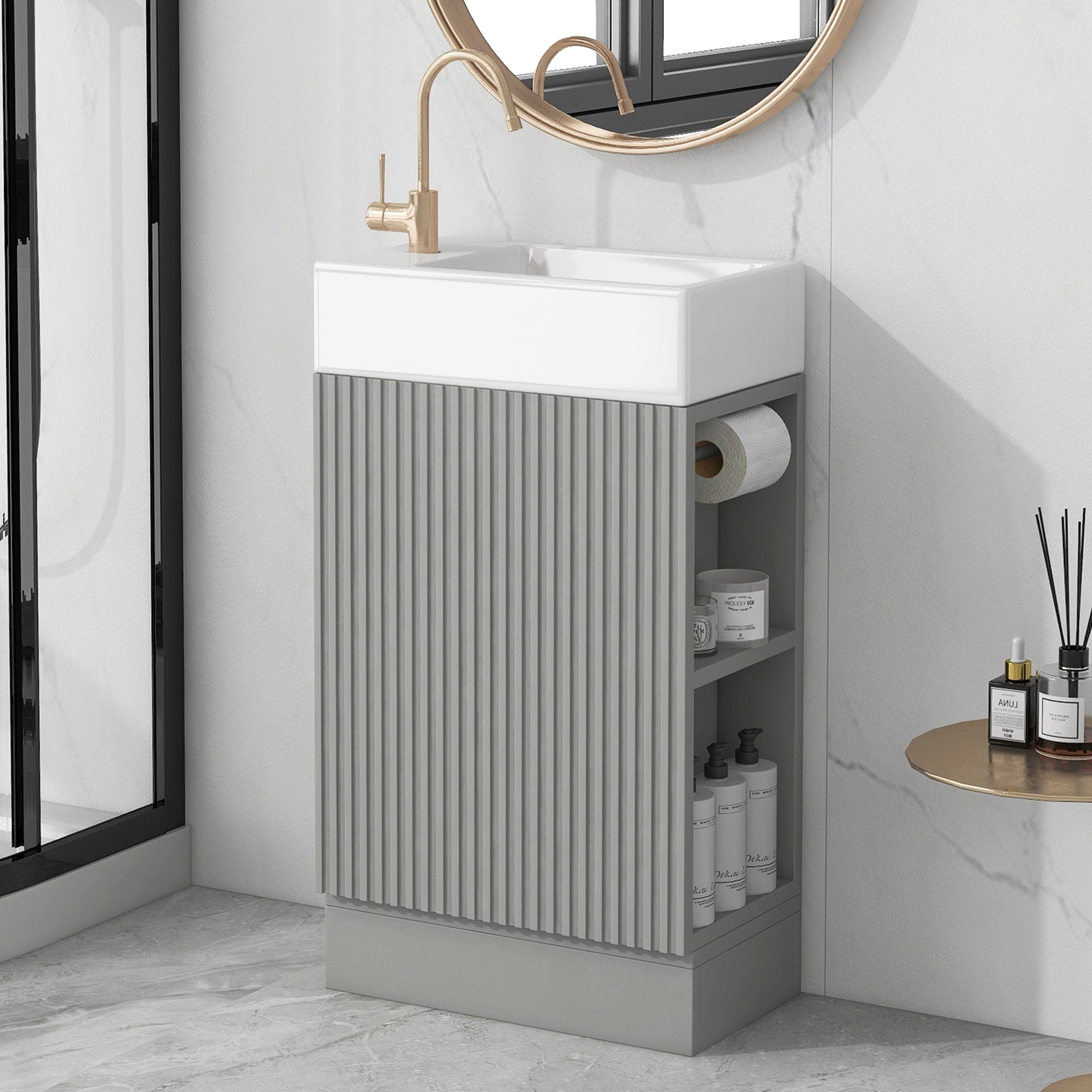 Gdfstudio Amelia Compact Space Saving Bathroom Vanity