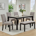 Gdfstudio Aurelia Luxury Concrete Effect Tabletop Rectangular Dining Table Set With 4 Upholstered Chairs With Without Bench