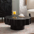 Gdfstudio Aurelia Modern Scalloped Round Wooden Coffee Table With Wave Edge Pedestal Base