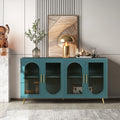 Gdfstudio Azureline Modern Wooden Tv Stand With Glass Doors And Adjustable Storage For 65 Inch Tvs
