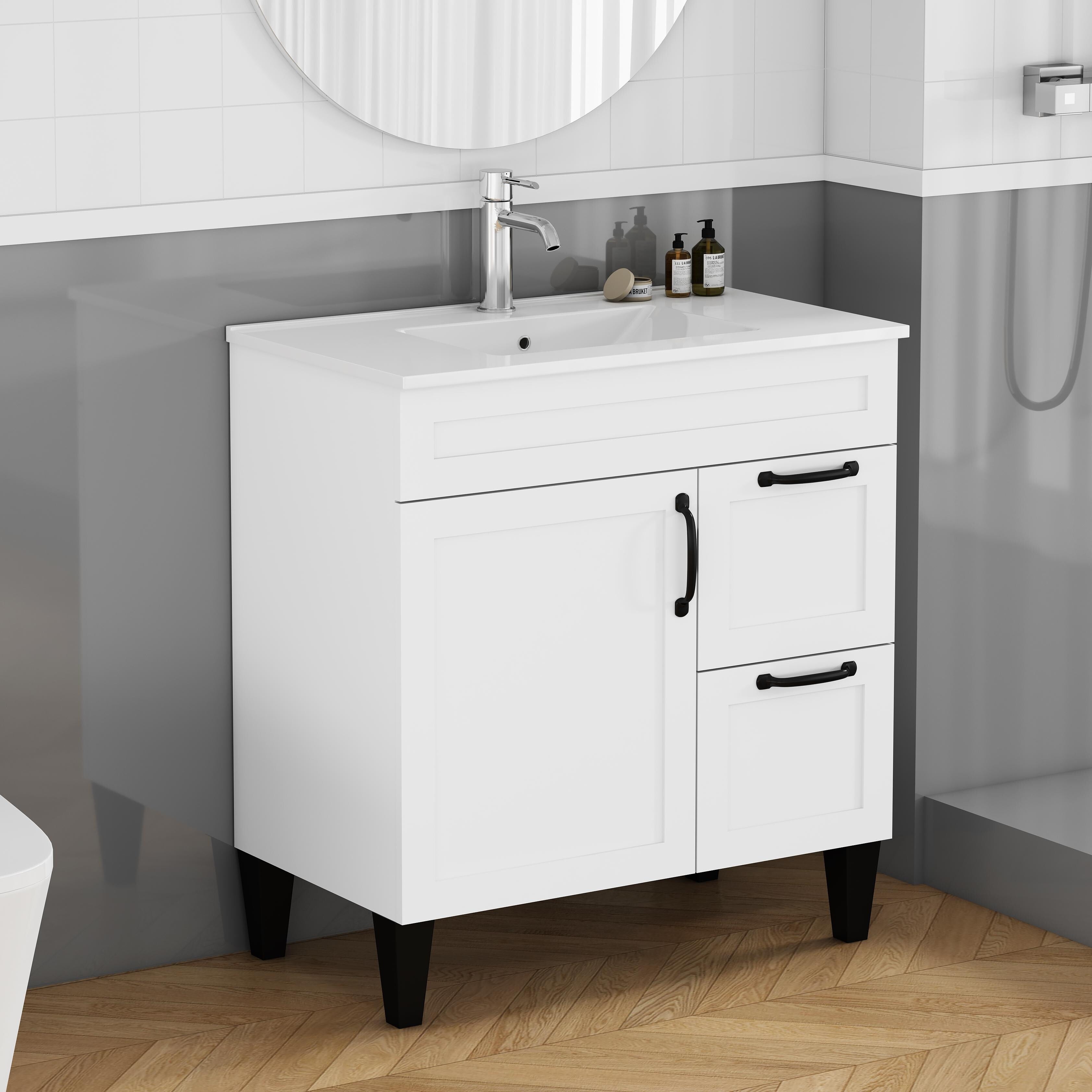 Barrington Modern Freestanding Bathroom Vanity With Ceramic Sink Soft Close Hinges And Metal Handle By Gdfstudio