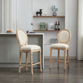 Gdfstudio Bertram French Country Upholstered Backrest Barstools Set Padded Seat Cushion Solid Wood Legs Set Of 2