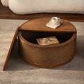 Gdfstudio Boho Round Rattan Storage Coffee Table With Lift Off Lid And Hand Woven Rope Trim