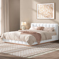 Gdfstudio Boucle Upholstered Platform Bed Frame With Low Profile Wood Base
