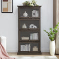 Gdfstudio Brookline Modern Storage Glass Display Cabinet With Flip Up Glass Doors And 4 Tier Shelving