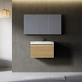 Gdfstudio Camden 24 Inch Floating Bathroom Vanity With Solid Surface Basin And Fluted Storage Drawer