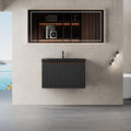 Gdfstudio Carson 24 Inch Floating Bathroom Vanity With Quartz Sand Basin And Fluted Storage Drawer