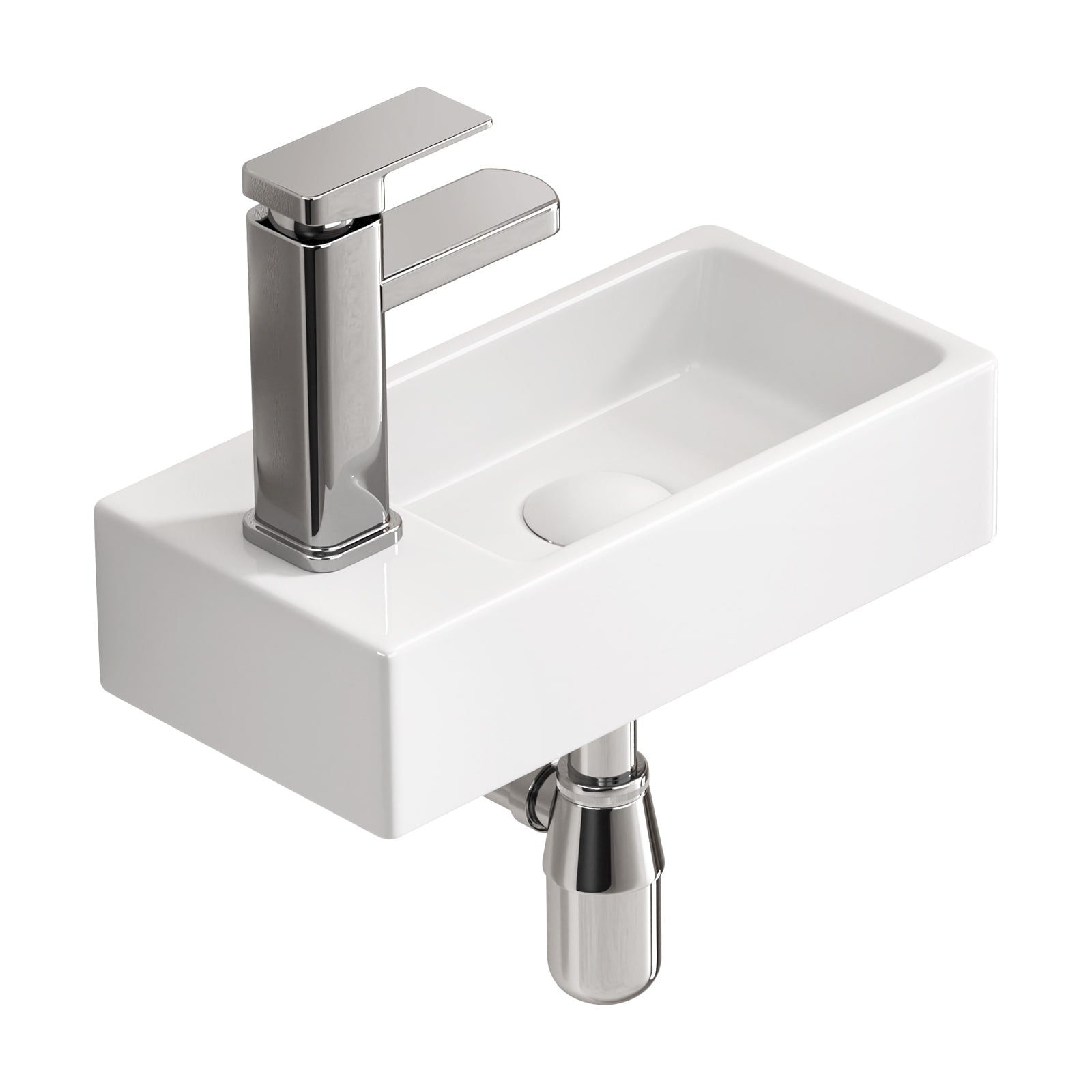 Gdfstudio Carter Wall Mounted Ceramic Bathroom Sink With Faucet And Drain Set