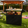 Gdfstudio Cedar Outdoor Wheeled Bar Cart With Heavy Duty Stainless Steel Top And Multi Storage 45.7