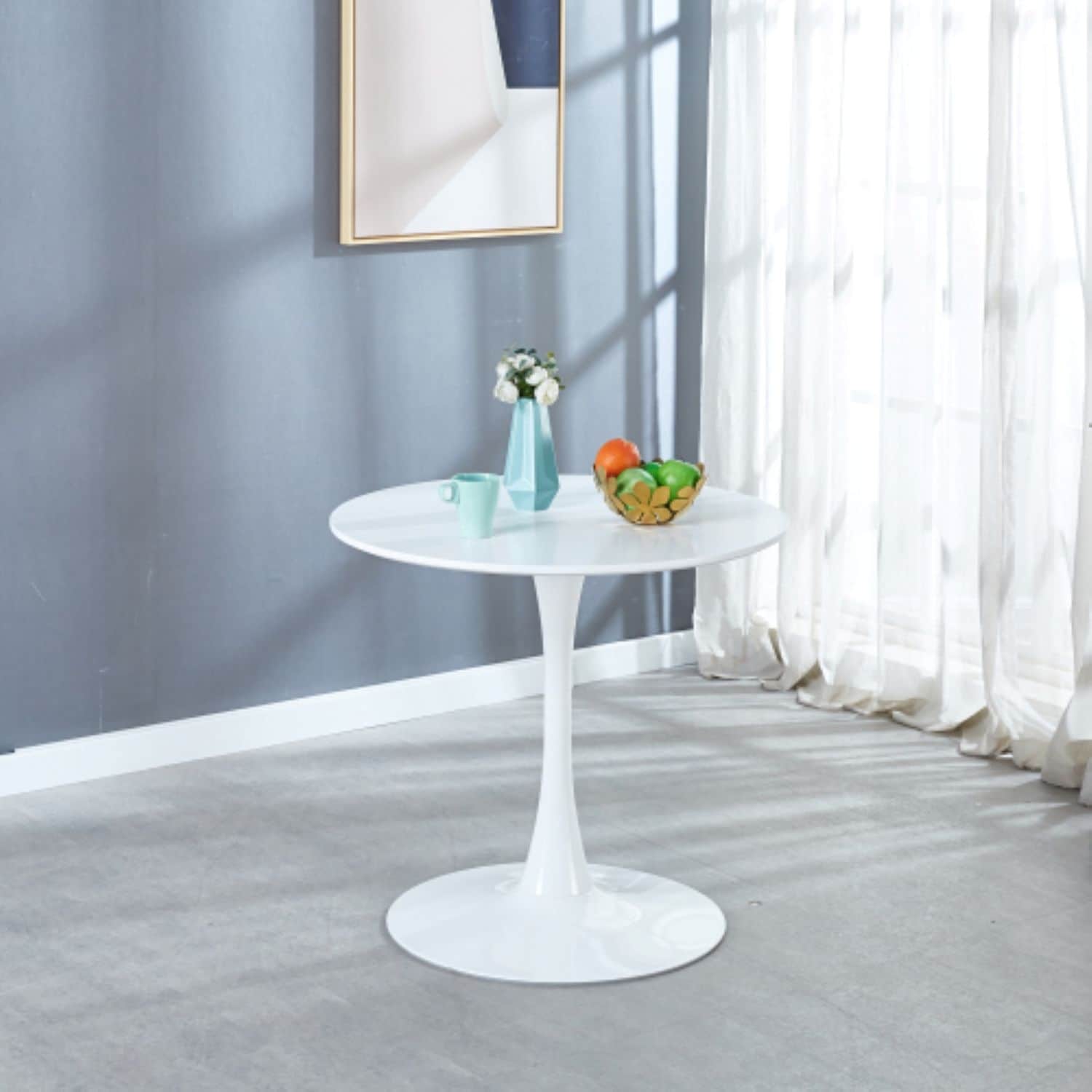 Gdfstudio Cedarcrest Mid Century Modern Contemporary Pedestal Tulip Dining Table With Round Top 31.5 L