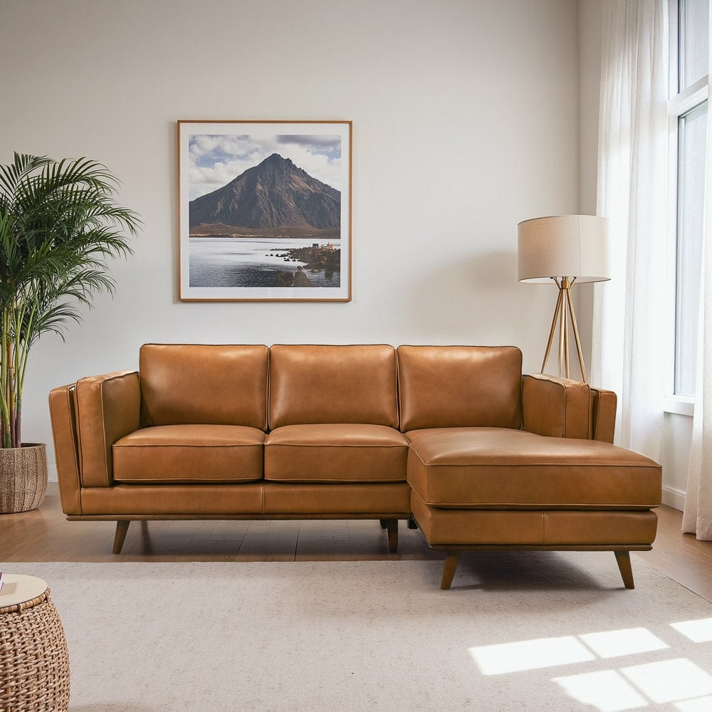 Gdfstudio Chase Genuine Leather 3 Seater 90.9 Right Facing Sectional Sofa