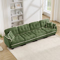 Gdfstudio Chenille Cloud 131.5 4 Seater Deep Seat Sofa With Pom Pom Trim Tufted Cushions 4 Pillows Movable Ottoman