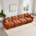 Gdfstudio Chenille Cloud 131.5 4 Seater Deep Seat Sofa Quilted Back Cushions Soft Padded Armrests Ergonomic Design
