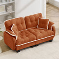 Gdfstudio Chenille Cloud 2 Seater 70 Loveseat With Pom Pom Trim And Tufted Cushions