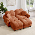 Gdfstudio Chenille Cloud 2 Seater 76.3 U Shaped Loveseat With Petal Design Quilted Cushions And 2 Movable Ottomans