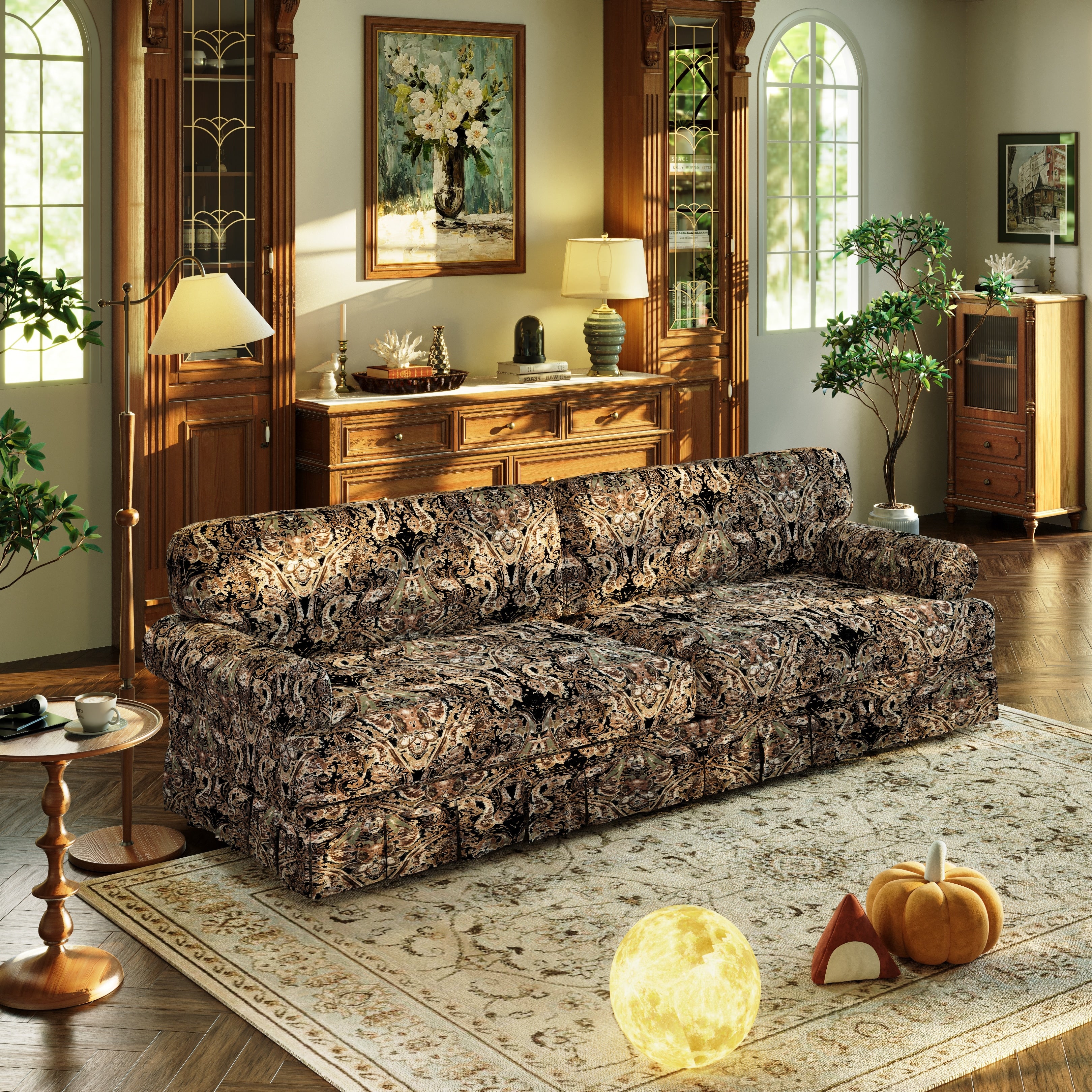 Gdfstudio Chenille Deep Seat 93.7 4 Seater Sofa With Skirt Design