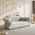 Gdfstudio Chesterfield Velvet Pull Out Sofa Bed With Flower Tufting