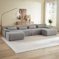 Gdfstudio Cloud Boneless Convertible U Shaped 141.7 Corduroy Sectional Sofa With 2 Ottomans