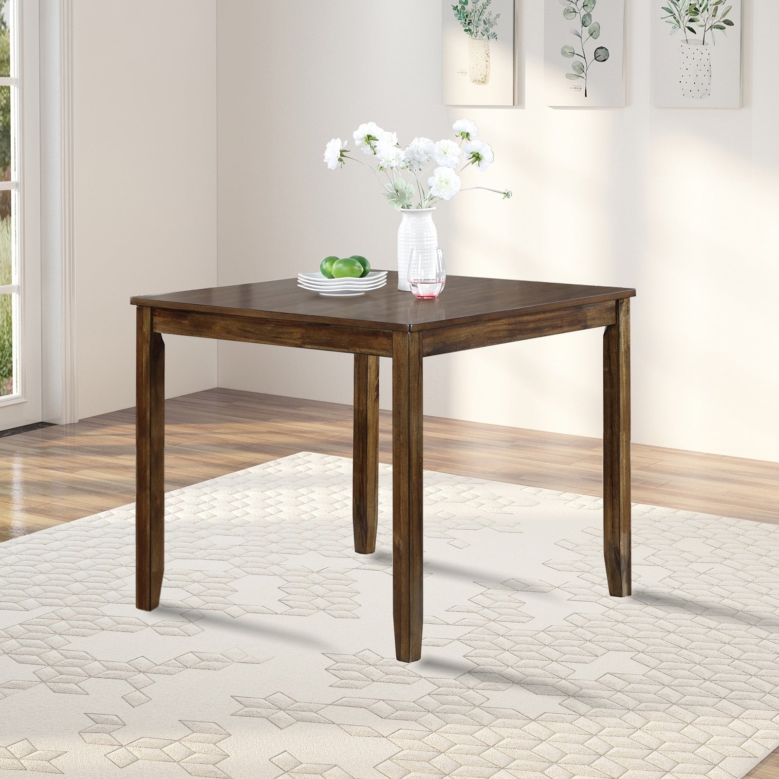 Gdfstudio Coleridge Modern Wood Dining Table With Spacious Lacquered Top And Solid Wood Tapered Base Legs
