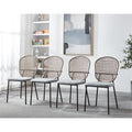 Gdfstudio Colton Modern 23.22 Sennit Woven Dining Chair With Metal Frame Upholstered Seat Set Of 4 23.22 W