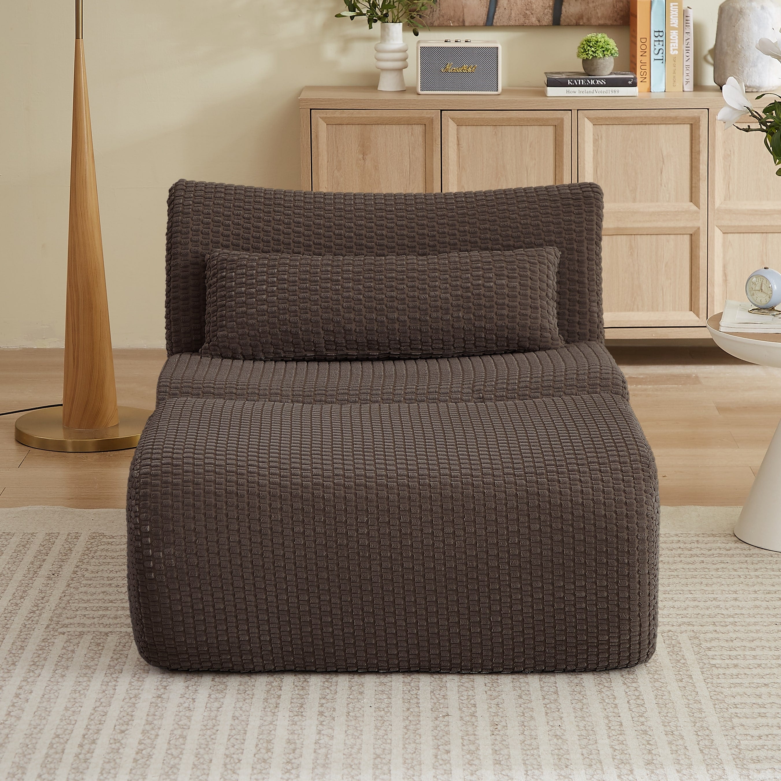 Gdfstudio Compressible Corduroy Cloud Boneless Chaise Lounge For Living Room Apartment Guest Room