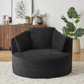 Gdfstudio Compressible Corduroy Round Accent Chair With Cushioned Backrest