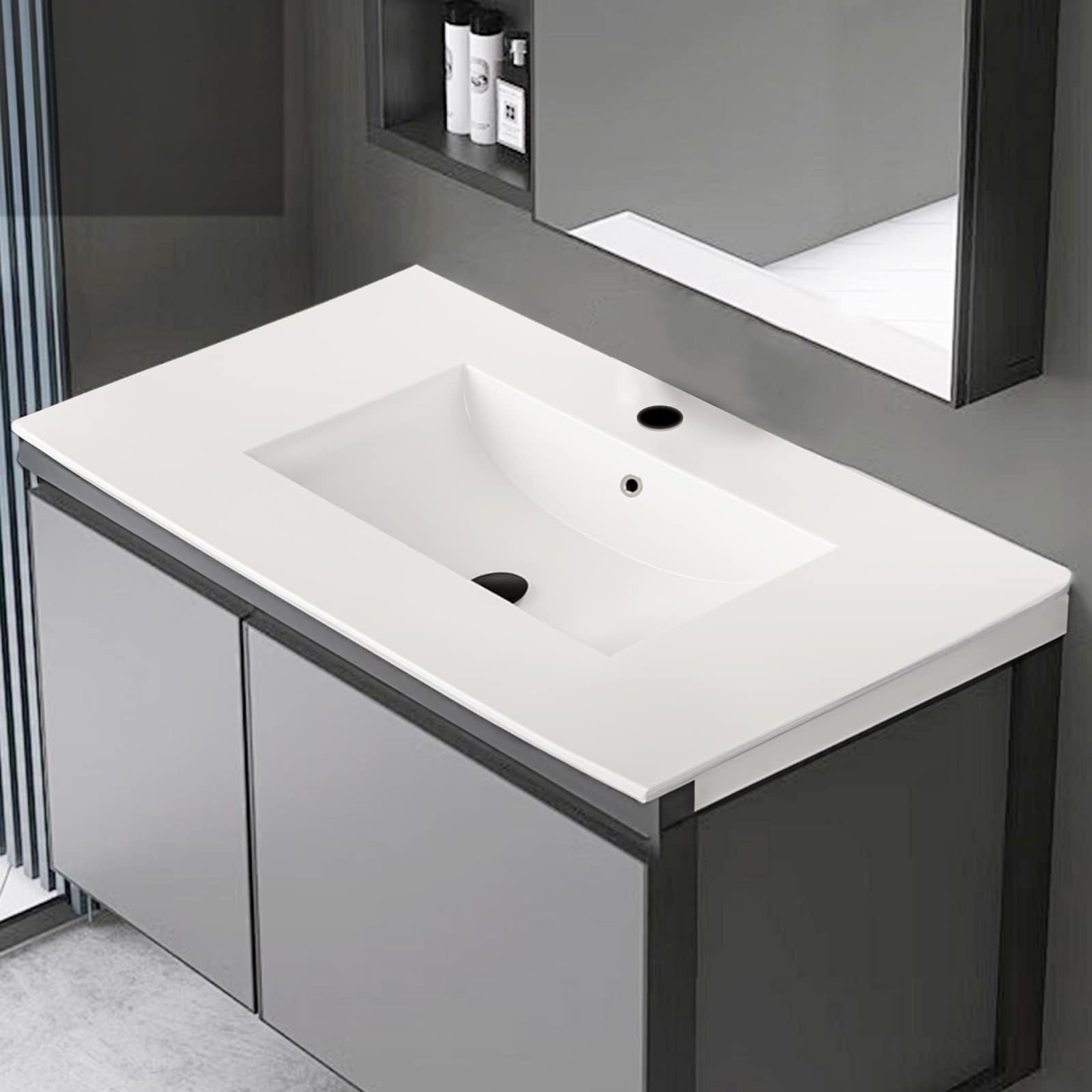 Gdfstudio Contemporary Ceramic Bathroom Vanity Sink With Pre Drilled Faucet Hole Vanity Top Only Faucet Drain Not Included