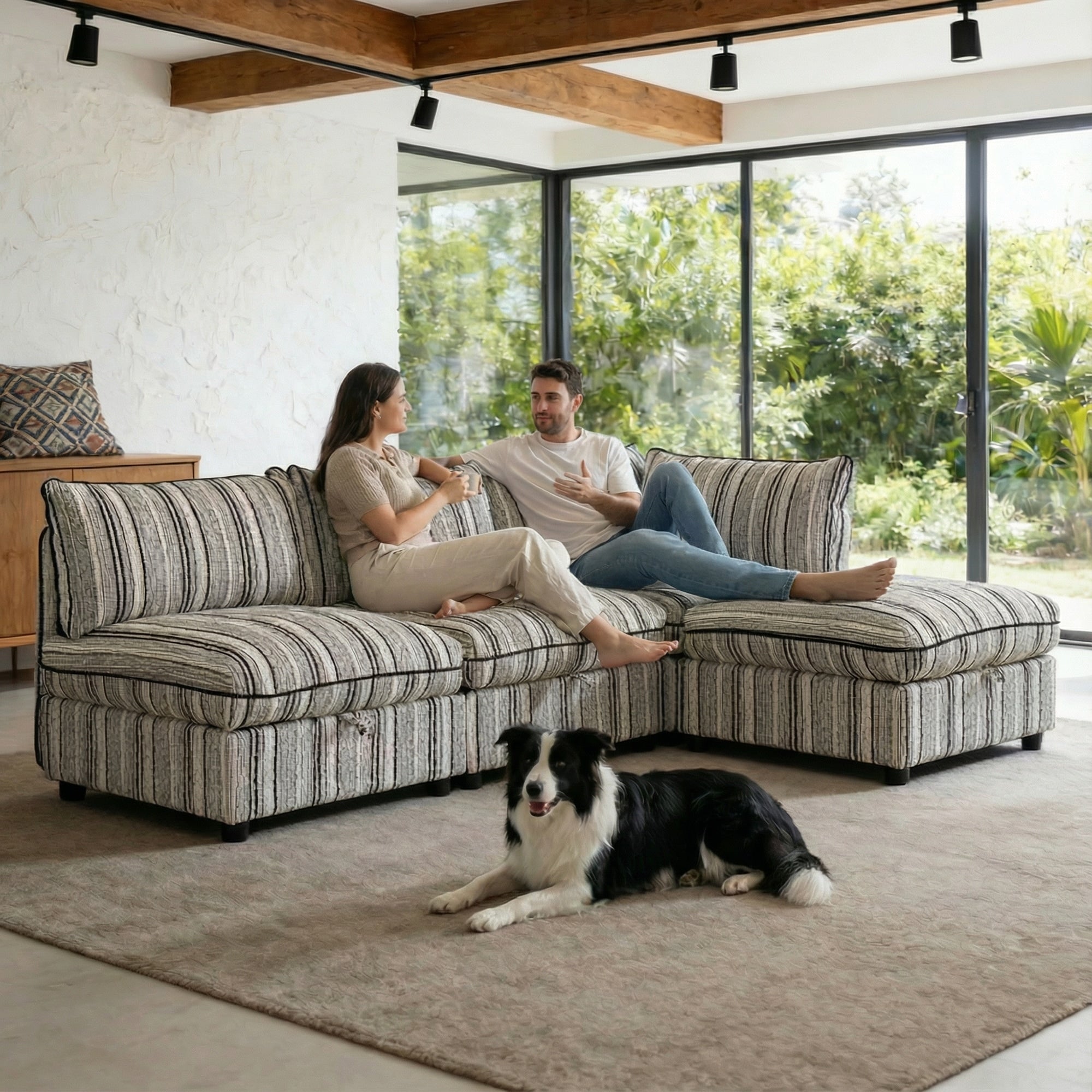 Gdfstudio Convertible Modular Sectional Sofa Bed With Storage Sleeper Function For Living Room