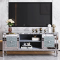 Gdfstudio Crystaluxe Modern Mirrored Media Entertainment Center With Crushed Diamond Glass Doors For 65 Inch Tvs