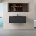 Gdfstudio Dalton 42 Inch Floating Bathroom Vanity With Quartz Sand Basin And Fluted Storage Drawer