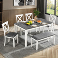 Gdfstudio Dalton 6 Piece Transitional Wooden Dining Table Set With 4 Upholstered X Back Chairs And 1 Bench