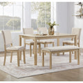 Gdfstudio Dalton 6 Piece Transitional Wooden Rectangular Dining Table Set With 4 Upholstered Chairs And 1 Bench