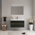 Gdfstudio Daniel Floating Bathroom Vanity With Stone Resin Sink And Soft Close Drawer Storage
