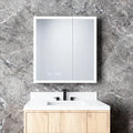 Gdfstudio Delmar Modern Aluminum Led Lighted Medicine Cabinet With Mirror Anti Fog And Digital Clock