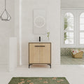 Gdfstudio Denton Modern Freestanding Bathroom Vanity Cabinet With Ceramic Sink Soft Close Doors Metal Tripod 30