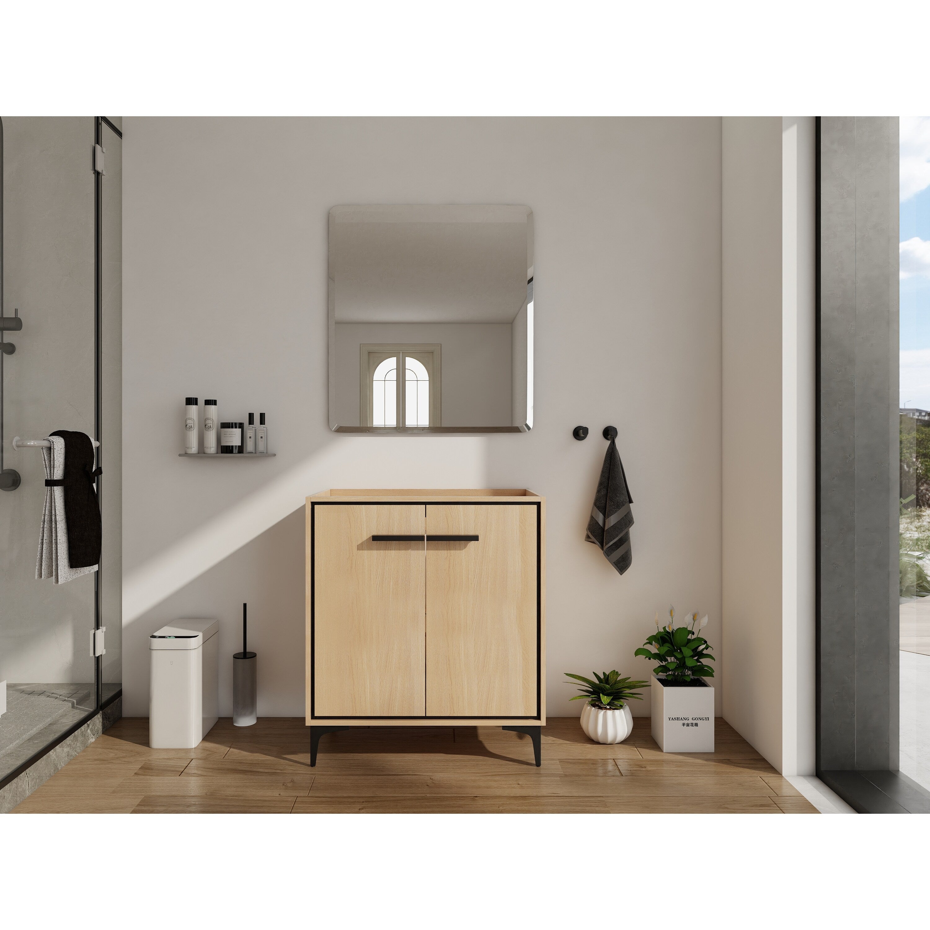 Gdfstudio Denton Modern Freestanding Bathroom Vanity Cabinet With Soft Close Doors Metal Tripod Sink Not Included 30