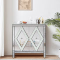 Gdfstudio Diamondluxe Glam Mirrored Storage Cabinet With Crystal Handles
