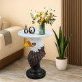 Gdfstudio Eagle Head Accent End Table Resin Animal Statue With Faux Marble Tabletop For Living Room